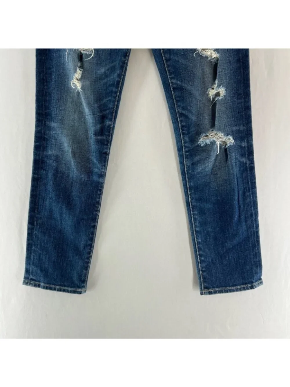 AG Adriano Goldschmied Stilt Crop Cigarette Jeans Size 26R Distressed Denim Blue